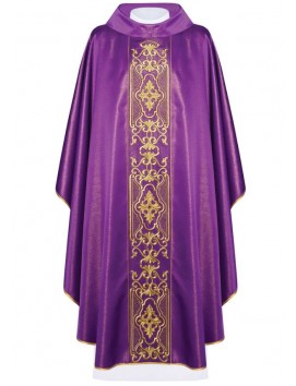 Chasuble richly embroidered, shining fabric - purple (H77)