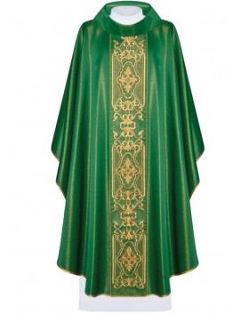 Chasuble richly embroidered, glossy fabric - green (H78)