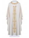 Chasuble richly embroidered, shining fabric - ecru (H83)