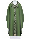Chasuble with embroidered belt and collar. cross motif - green (H86)