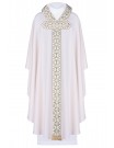 Chasuble with embroidered belt and collar. cross motif - ecru (H87)