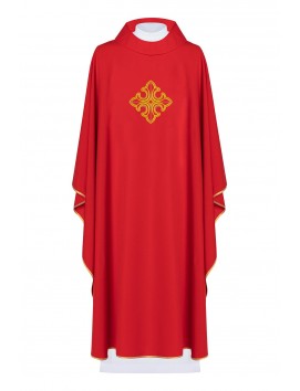 Embroidered chasuble with symbol of the cross - red (H91)