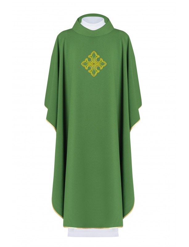 Casulla bordada con el símbolo de la cruz - verde (H93)
