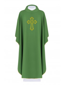 Casula ricamata con il simbolo della Croce - verde