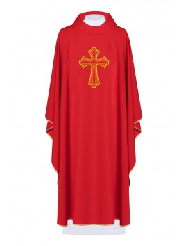 Chasuble brodée avec le symbole de la Croix - rouge (H98)