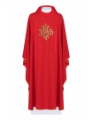Embroidered chasuble with IHS symbol - red (H99)