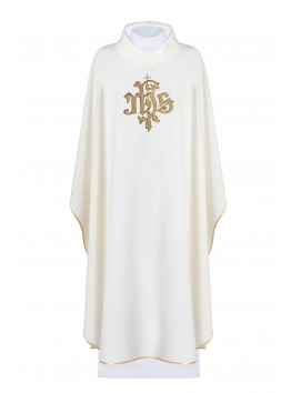 Embroidered chasuble with the symbol of the cross - ecru (H101)
