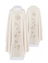 Embroidered chasuble with IHS symbol - ecru (H106)