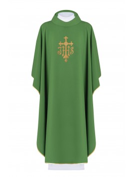 Chasuble brodée avec symbole IHS - vert (H112)