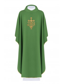Chasuble embroidered with IHS symbol - green (H112)