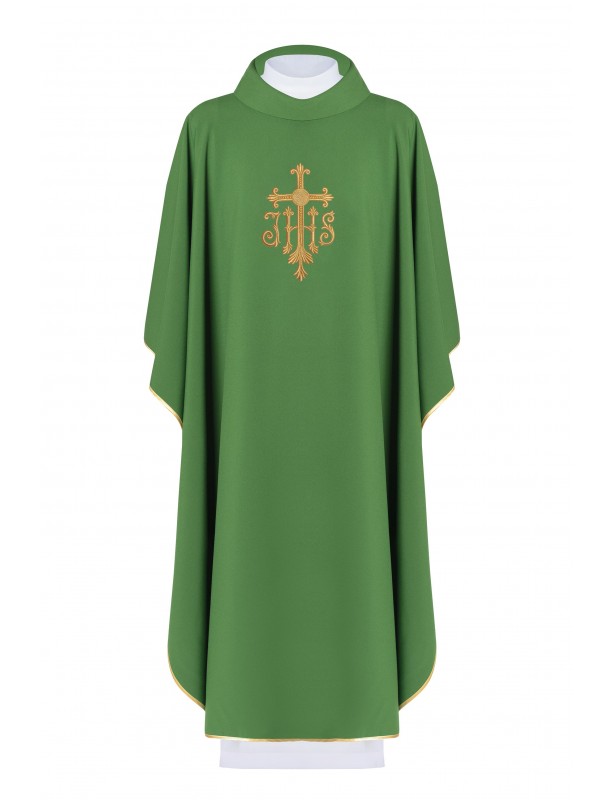 Ornat haftowany z symbolem IHS - zielony (H112)