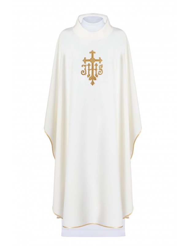 Chasuble embroidered with IHS symbol - ecru (H114)