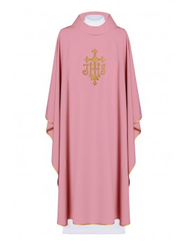 Chasuble embroidered with IHS symbol - pink (H115)