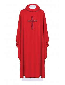 Messgewand bestickt mit dem Symbol des Kreuzes - rot (H119)