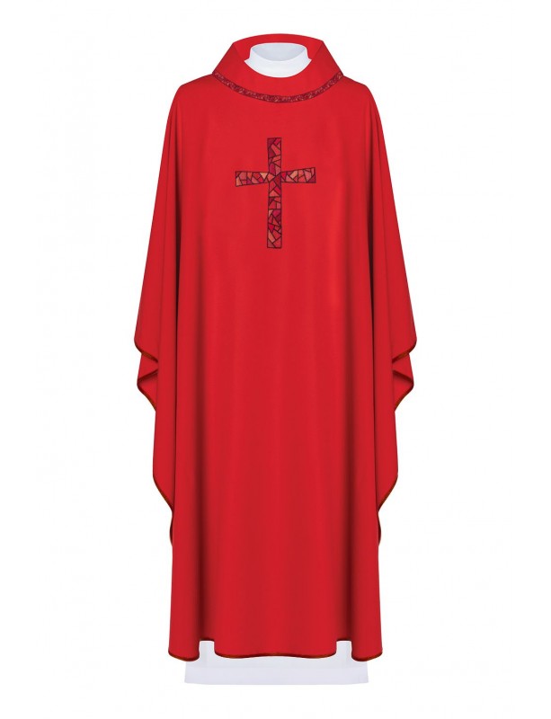 Chasuble embroidered with the symbol of the cross - red (H119)