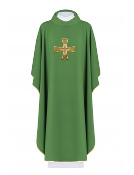 Casulla bordada con el símbolo de la cruz - verde (H124)