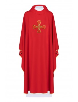 Chasuble brodée avec le symbole de la croix - rouge (H125)
