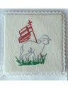 Chalice pall ecru Sacrificial Lamb pattern