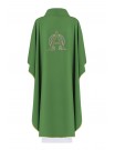 Chasuble embroidered with Alpha and Omega symbol - green (H127)