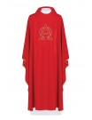 Embroidered chasuble with Alpha and Omega symbol - red (H128)