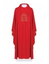 Embroidered chasuble with Alpha and Omega symbol - red (H128)