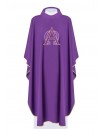 Chasuble embroidered with Alpha and Omega symbol - purple (H129)