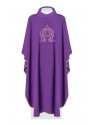 Casula ricamata con simbolo Alpha e Omega - viola (H129)