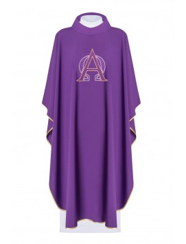 Casula bordada com o símbolo Alpha e Omega - roxo