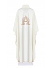 Chasuble embroidered with Alpha and Omega symbol - ecru (H130)