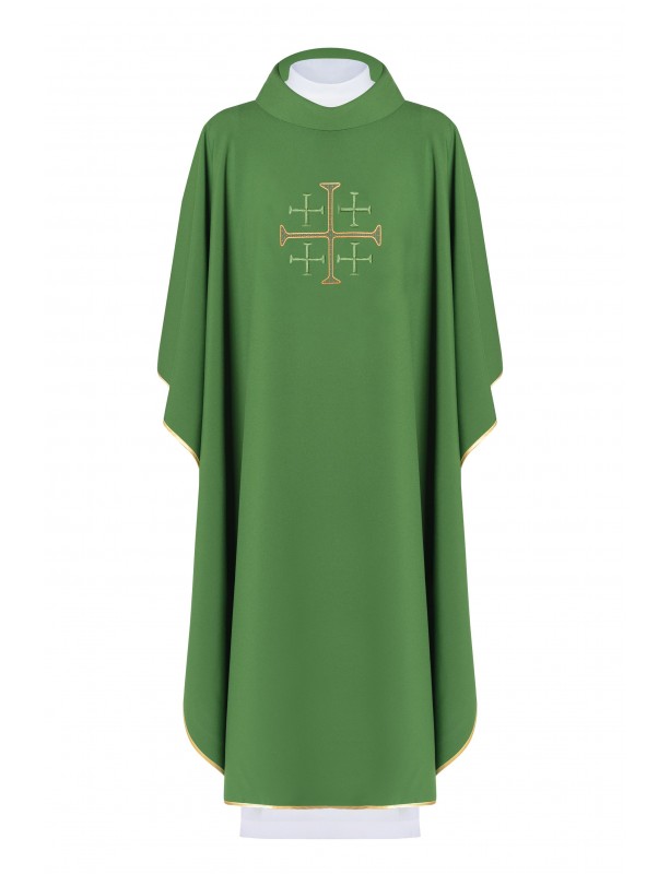 Chasuble embroidered Jerusalem Cross - green (H132)