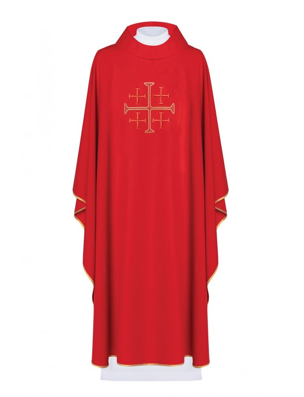 Chasuble embroidered Jerusalem Cross - red (H133)