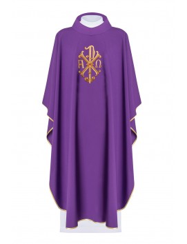 Casulla bordada con símbolo Alfa, Omega y PAX - morada (H135)