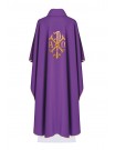 Embroidered chasuble Alpha, Omega and PAX symbol - purple (H135)