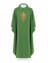 Embroidered chasuble with Alpha, Omega and PAX symbol - green (H136)