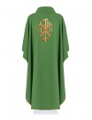 Embroidered chasuble with Alpha, Omega and PAX symbol - green (H136)
