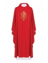 Embroidered chasuble with Alpha, Omega and PAX symbol - red (H137)