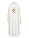 Embroidered chasuble with Alpha, Omega and PAX symbol - ecru (H138)