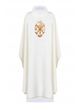 Ornat haftowany z symbolem Alfa, Omega i PAX - ecru (H138)