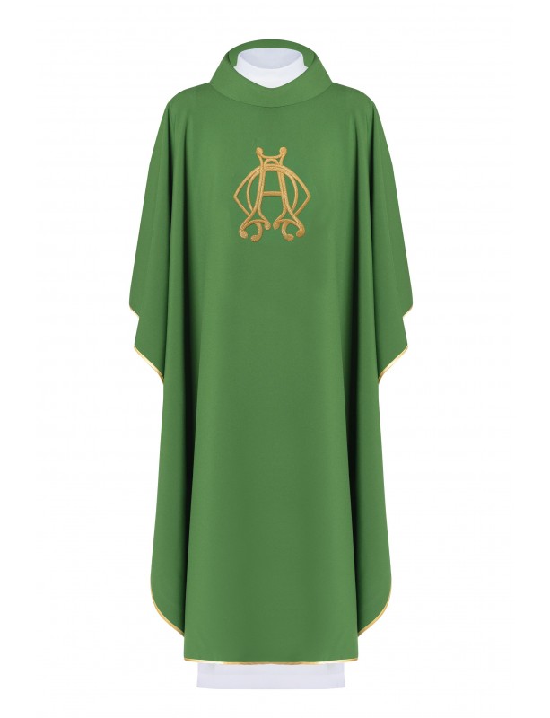 Embroidered chasuble Alpha, Omega - green (H141)