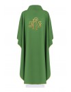 Embroidered chasuble with IHS symbol - green (H145)