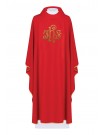 Embroidered chasuble with IHS symbol - red (H146)