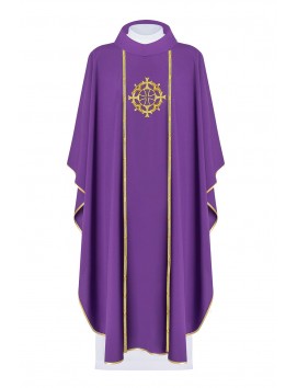 Casula bordada com o símbolo da Cruz - roxo