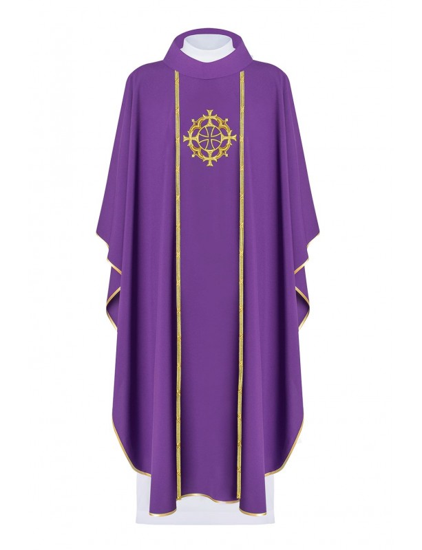 Messgewand bestickt mit dem Symbol des Kreuzes - violett (H150)