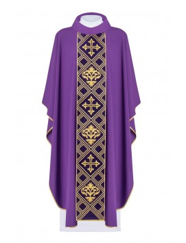 Chasuble embroidered with the symbol of the Cross - purple (H151)