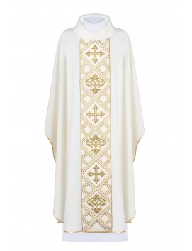 Ornat haftowany z symbolem krzyża - ecru (H152)