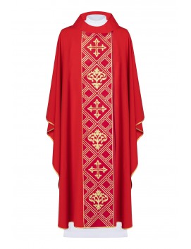 Casulă brodată cu simbolul Crucii - roșu