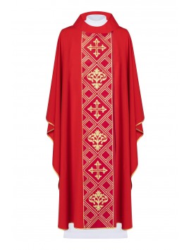 Chasuble embroidered with the symbol of the Cross - red (H153)