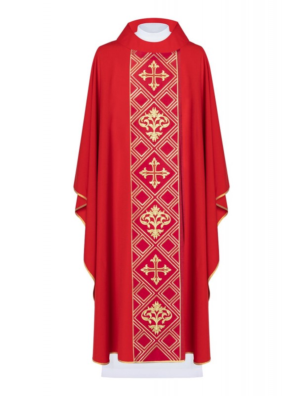 Messgewand bestickt mit dem Symbol des Kreuzes - rot (H153)