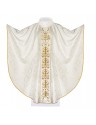 Chasuble richly embroidered IHS - ecru (H163)
