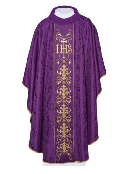 Chasuble richement brodée IHS - violet (H165)